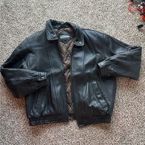 Members Only Black Leather Bomber Jacket